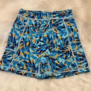 Colorful Leaf Print Bike Shorts